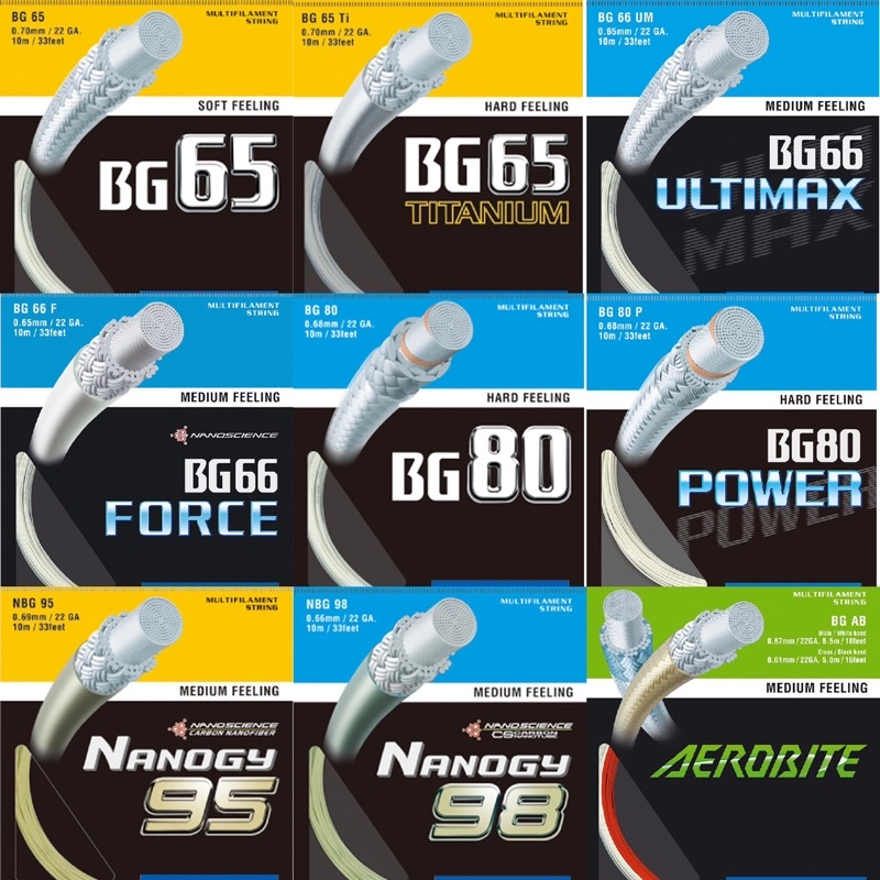 Yonex 羽球線 Bg65 BG65Ti Bg66um Bg66Force Bg80 BG80P Nbg98 ab