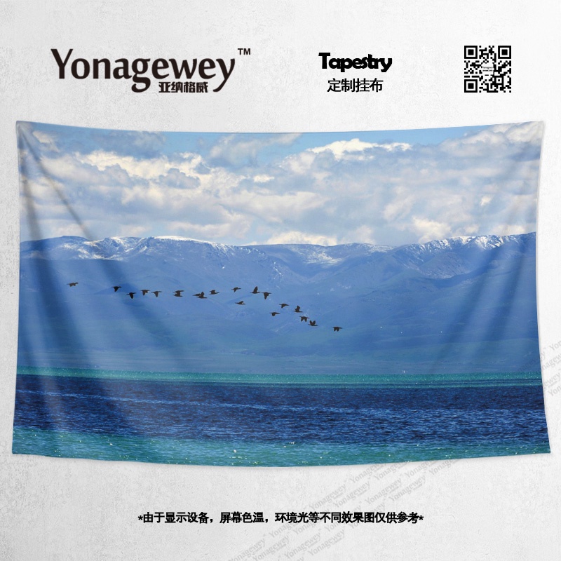 中國青海省青海湖青藏鐵路風景周邊墻布裝飾背景布海報掛布掛毯畫 可客製 超好看 熱賣