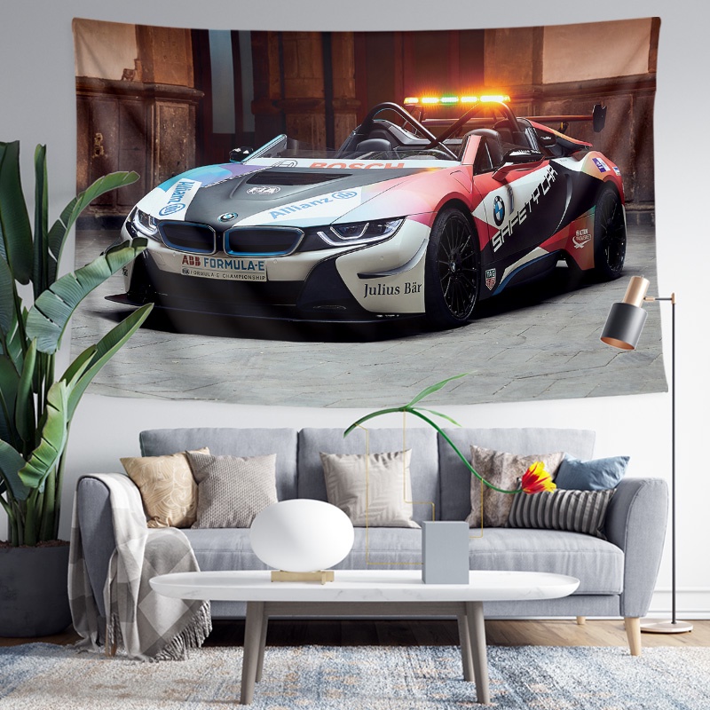 BMW寶馬i8 Roadster電動超級跑車周邊墻布裝飾背景布海報掛布掛毯 可客製 超好看 熱賣