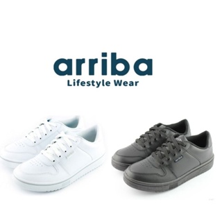 ARRIBA 台灣製造 艾樂跑男鞋 耐磨耐油止滑素面皮革健走運動休閒鞋 黑色 白色 FA409