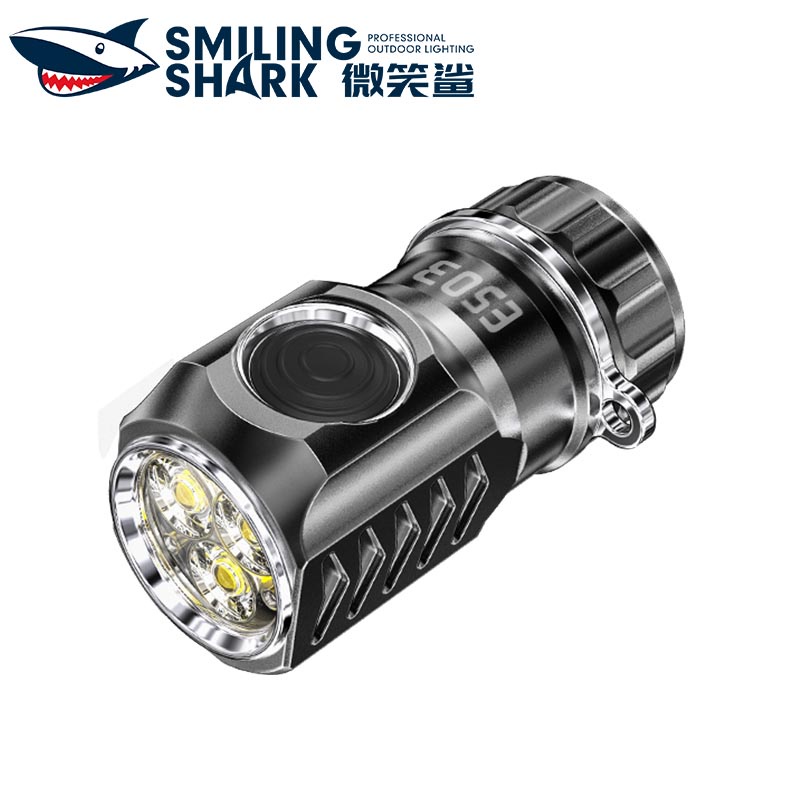 微笑鯊正品 ES03 迷你強光手電筒 led爆亮小手電 超亮燈珠 可充電 戶外 家用 便攜 外出必備小手電筒