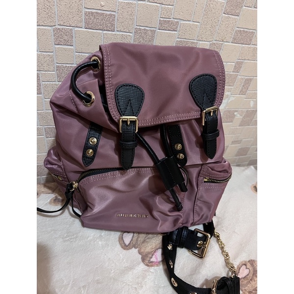 BURBERRY 巴寶莉The Rucksack Vintage軍旅後背包(粉色)小號 二手