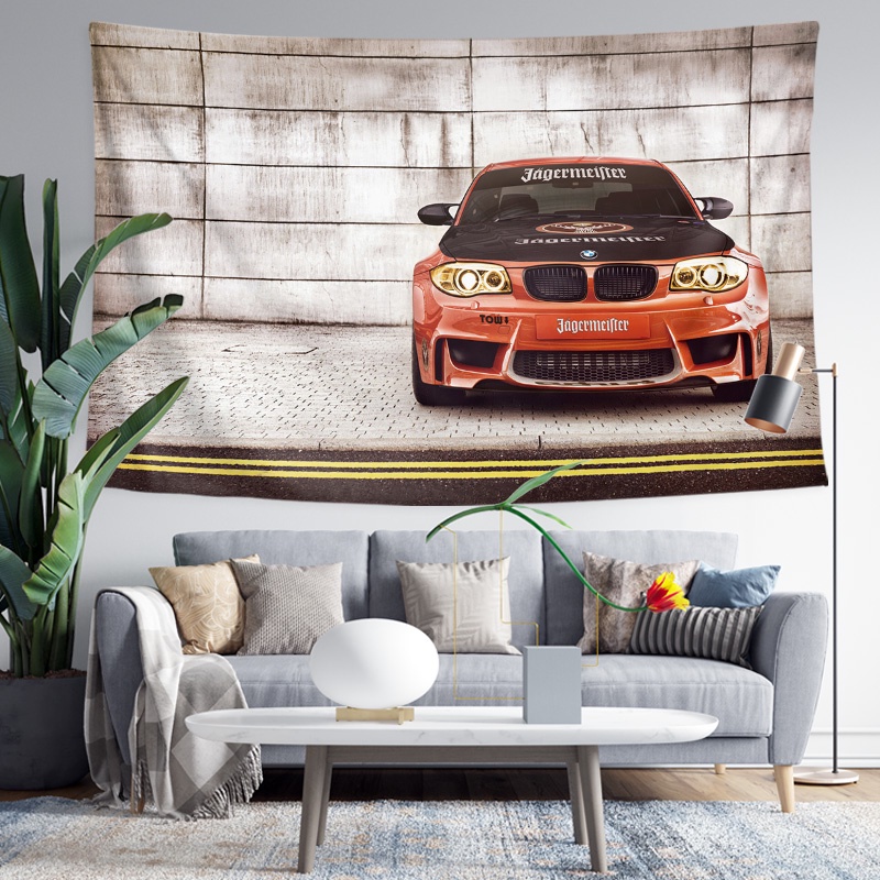 BMW寶馬1系1M小鋼炮性能車改裝周邊墻布裝飾背景布海報掛布掛毯畫 可客製 超好看 熱賣