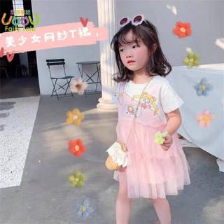 女童洋裝 女童韓版洋裝 女童洋裝夏天 女童裙子新款年女童公主裙純棉短袖連衣裙寶寶網紗美少女戰士