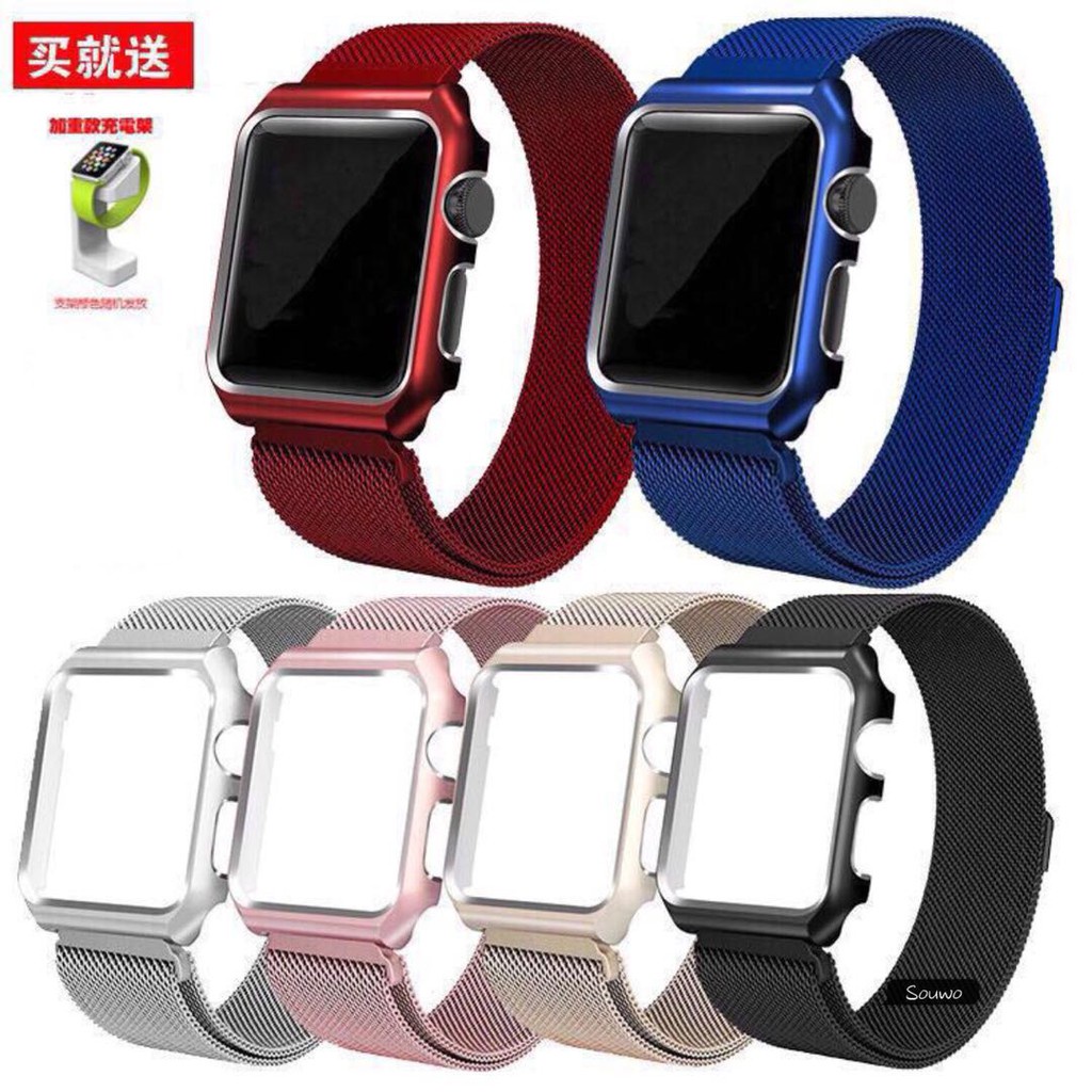 ❁不銹鋼適用Apple watch6 5代手錶錶帶不銹鋼一體錶帶 蘋果w