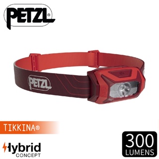 【PETZL 法國 TIKKINA 超輕量戶外頭燈(300流明)《紅》】E060AA/登山露營/led頭燈/頭戴式頭燈