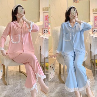（有哺乳口）長袖哺乳睡衣套裝 哺乳衣 月子服夏薄款產後孕婦睡衣產婦餵奶哺乳家居 孕婦褲 FB24