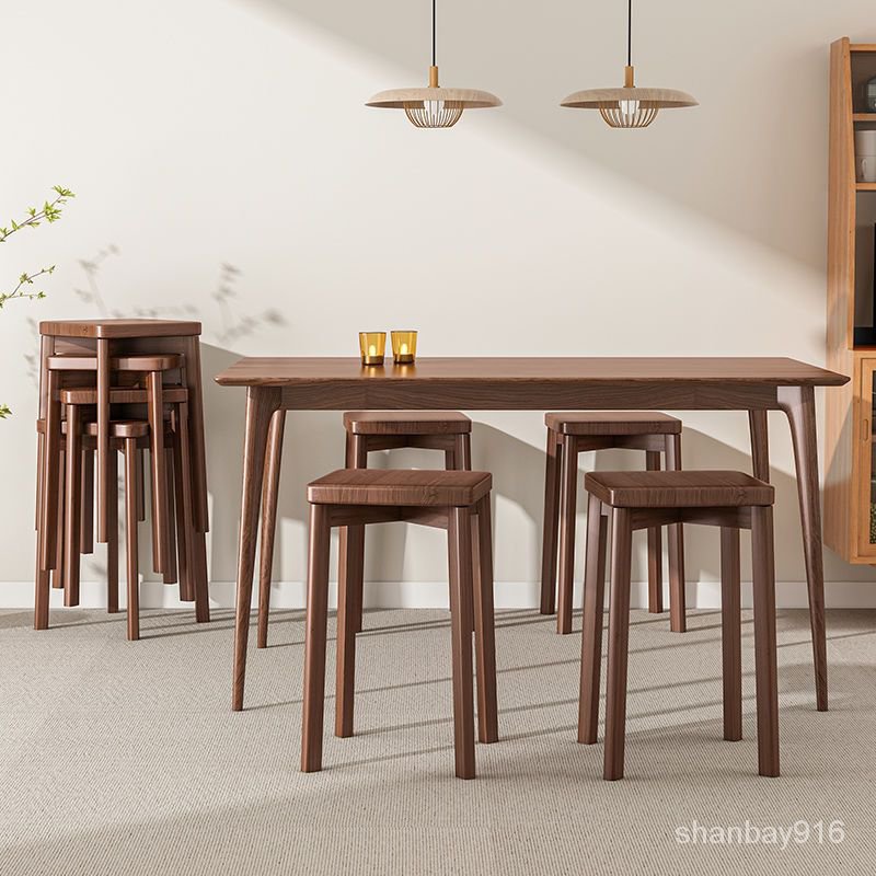 餐椅 實木凳子傢用方凳餐桌椅子客廳可收納疊放木凳簡約小闆凳木頭凳子 YPOV