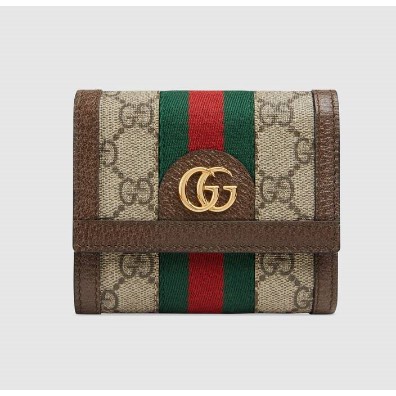 艾琳二手 Gucci 古馳 Ophidia 紅綠織帶 GG錢包 短夾 女包 零錢包 精品錢包 有現貨