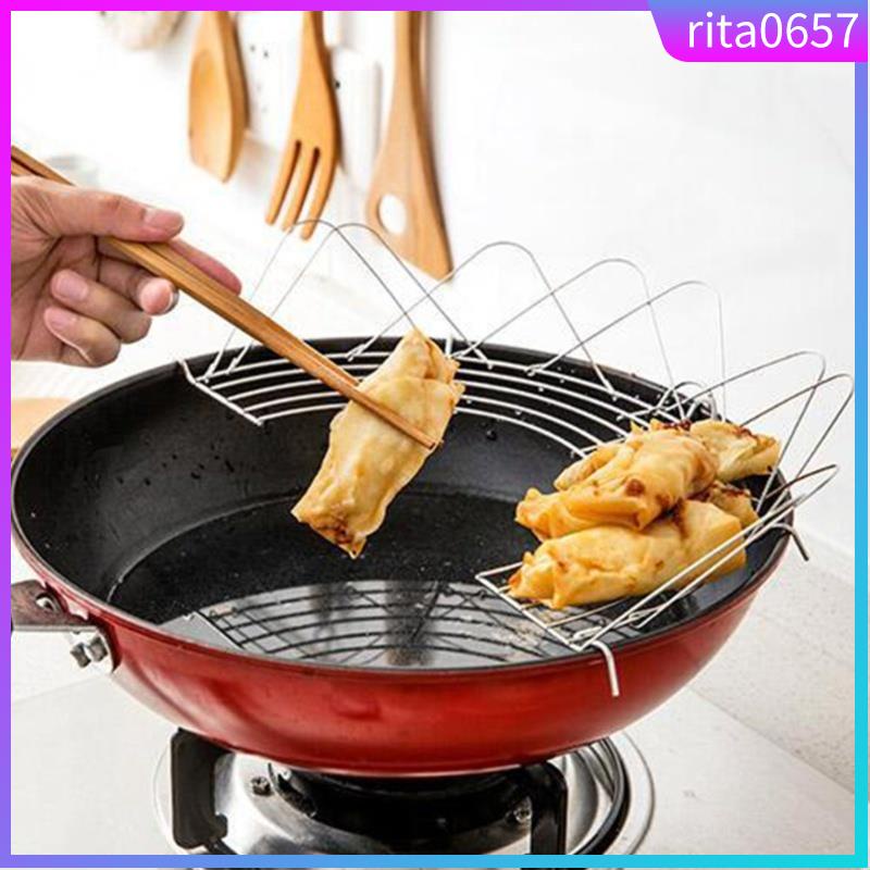 Stainless Steel Semi-circular Frying Pan Oil Drain Rack Shel