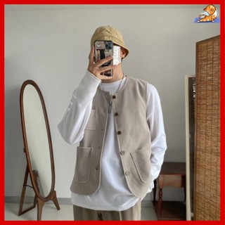 🔥春秋新款外搭馬甲 男生馬甲 潮流男裝 多口袋背心外套男 男士馬甲 休閒帥氣修身夾克上衣 背心男生 男生背心外套 背心男