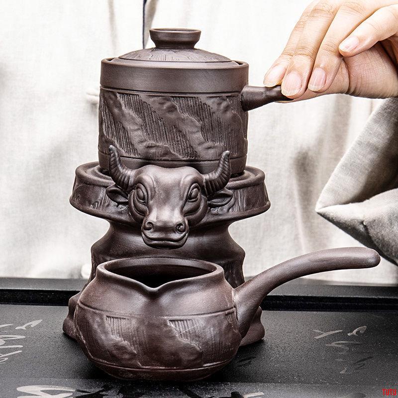 【精選】紫砂茶具套裝家用懶人石磨泡茶壺神器創意時來運轉功夫茶具茶杯整