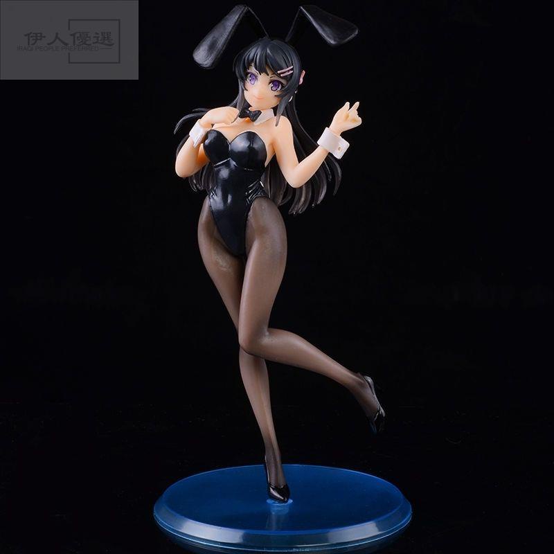 手辦 擺件 動漫 二次元 藍底座優質版櫻島麻衣兔女郎學姐 櫻島麻衣 手辦 擺件 玩具
