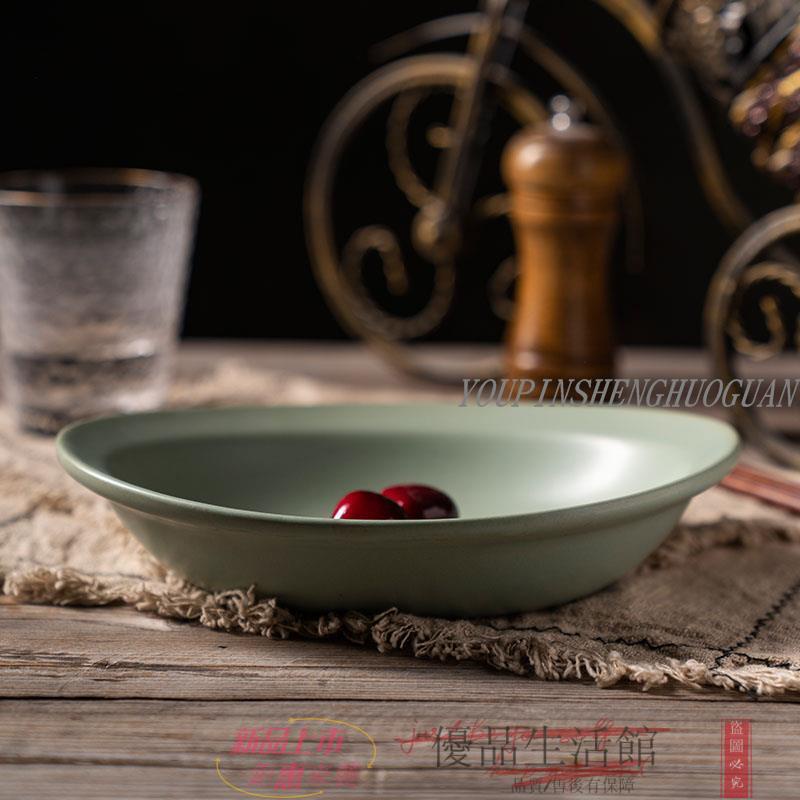 餐盤 餐碗 菜盤 日式粗陶家用菜碗創意橢圓復古風米白色元寶碗船形盤陶瓷餐具