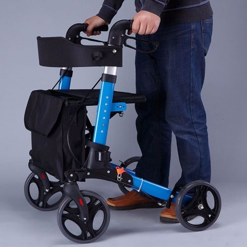 雅德老人助行車手推可坐步行器助行器帶輪帶座小輪椅輕便折疊便攜