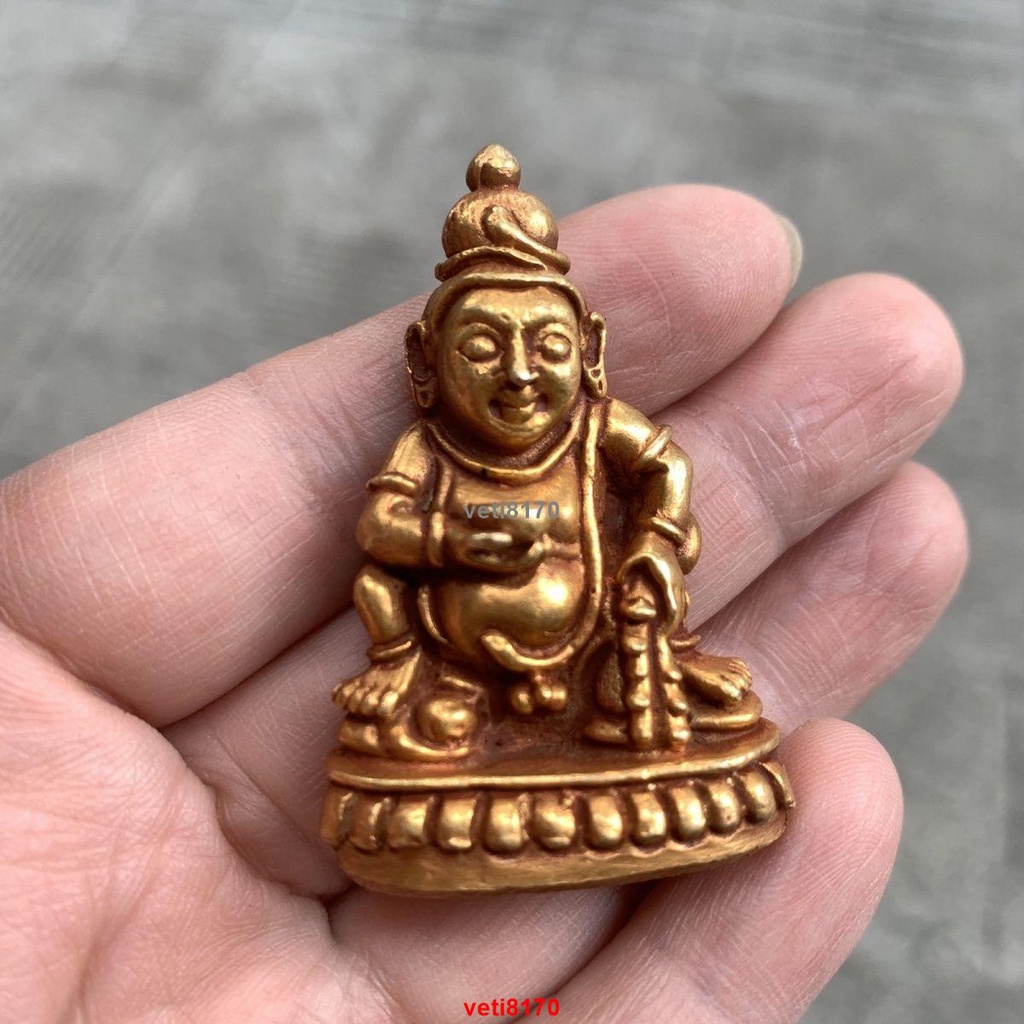 新品*熱賣*尼泊爾純銅鎏金黑財神銅像5公分