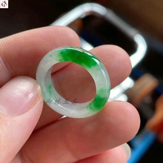 玉石戒指 戒指冰種飄花指環辣綠色戒圈男女款對戒精美玉石尾戒琉璃