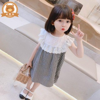 洋裝 裙子 女童裙子 女童2023新款連衣裙兒童純棉格子背心公主裙子寶寶洋氣薄款夏裝季