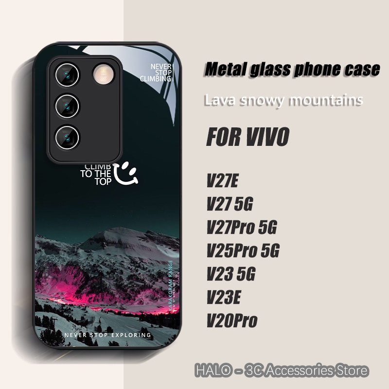 豪華vivo V29手機殼V27E V27 5G V27Pro V25Pro V23新款雪山火山金屬玻璃手機殼X90/X