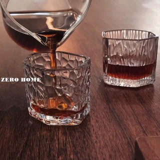 ZERO HOME日式錘紋手沖咖啡小杯 冰雕紋六角異形藝術玻璃杯單品咖啡杯 50ML#預購#要開超取請聊聊我