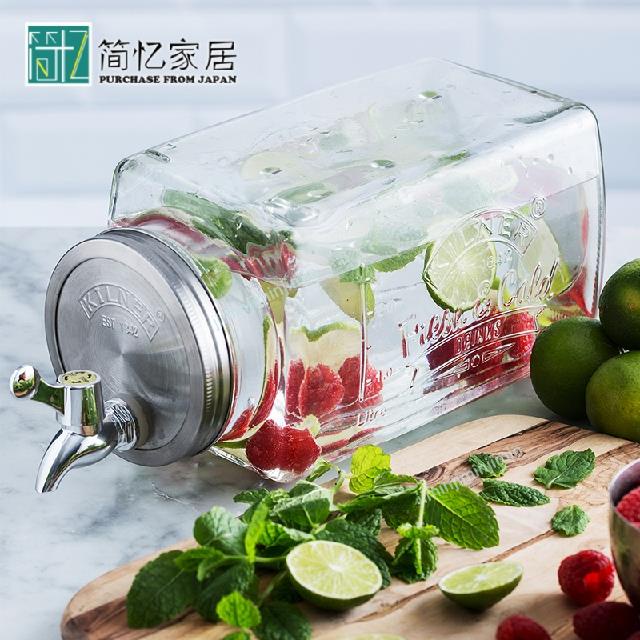 暢銷 冷水壺Kilner家用帶水龍頭果汁飲料玻璃罐大容量涼水壺可樂桶