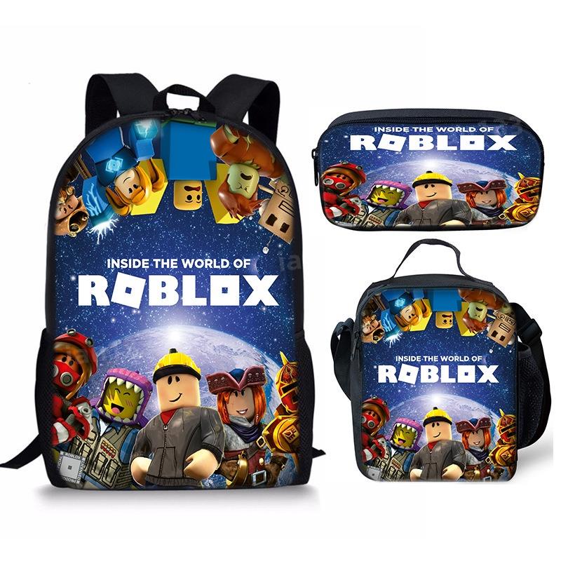 【免運現貨】Roblox 學生書包 羅布樂思 後背包 餐包 筆袋 雙肩包 三件套Q