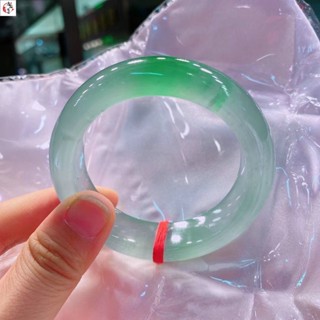 玉石手鐲 翡翠手鐲 冰種飄綠花翡翠手鐲圓條老坑水潤貴妃扁條玉鐲子吊墜女款