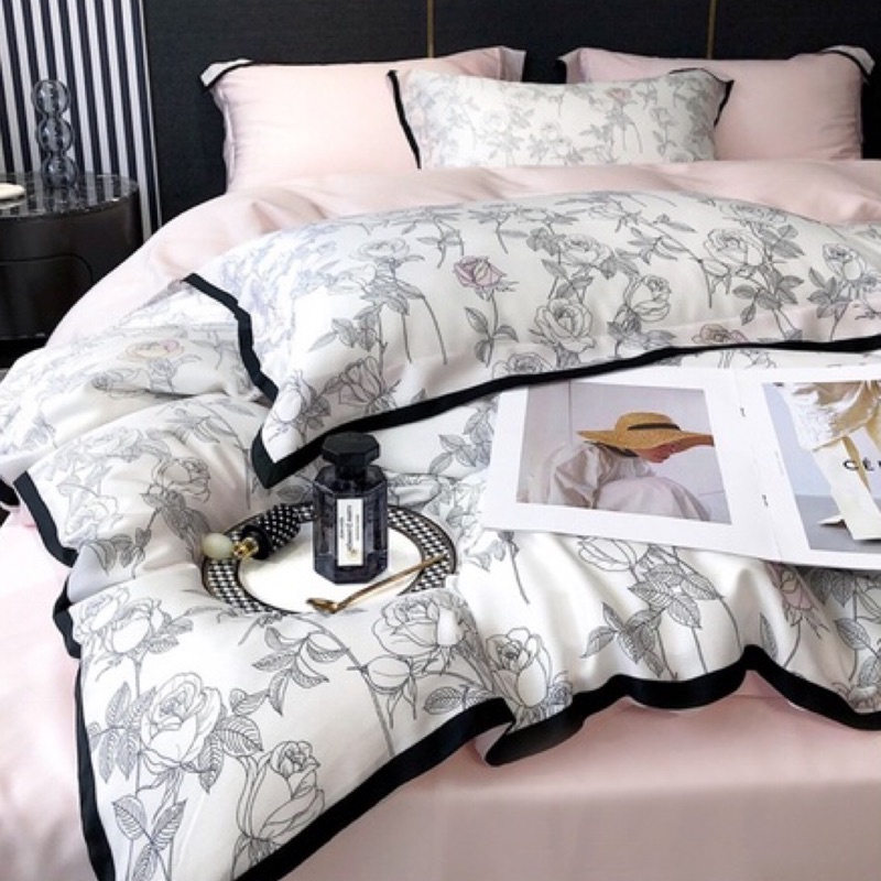 免運 歐美60支天絲玫瑰床包組 素色床單被套枕套 ikea床墊尺寸 專櫃品質 雙人床包 雙人加大床包