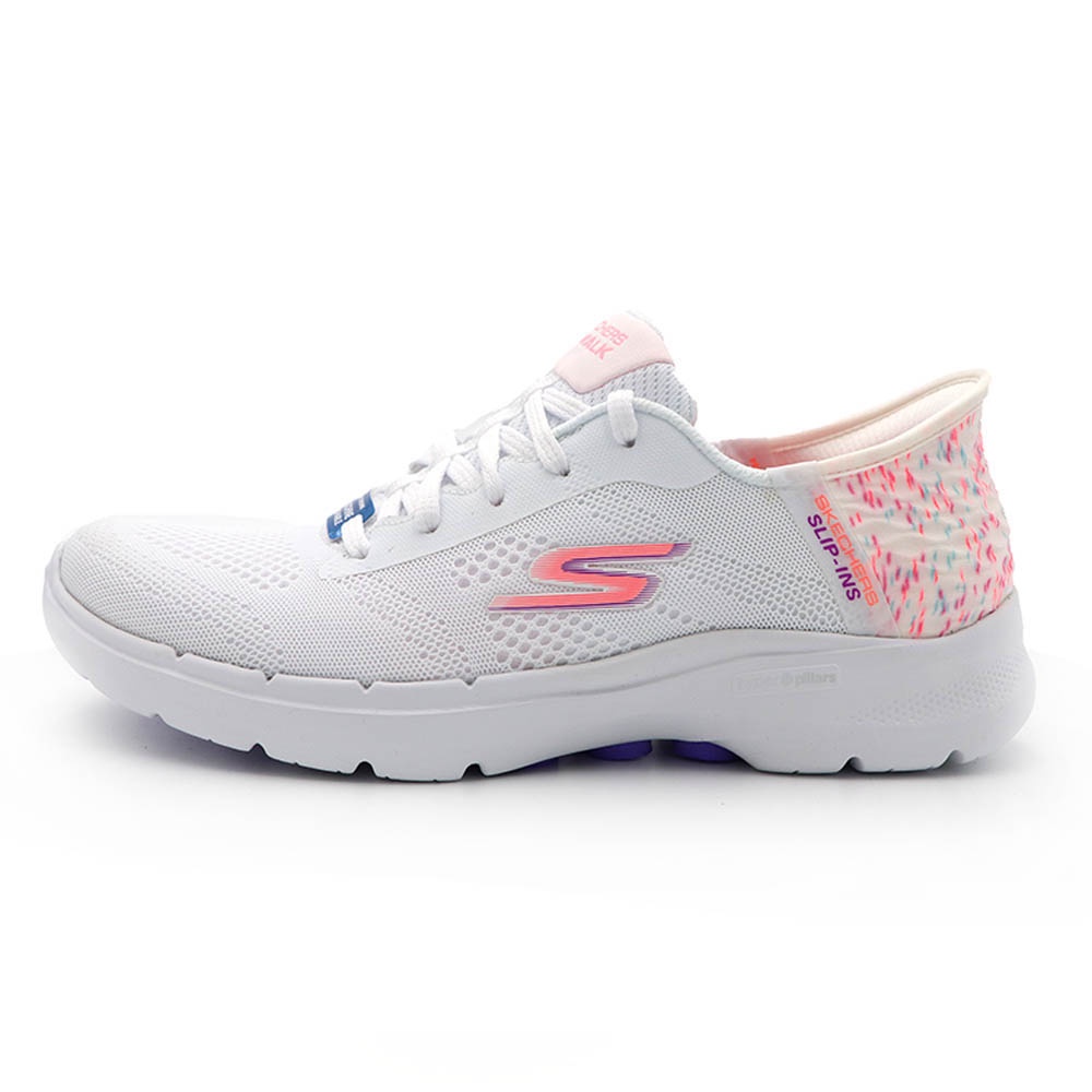 Skechers  GO WALK 6 白色 粉色 透氣 運動鞋 女款 J1810【新竹皇家 124627WMLT】