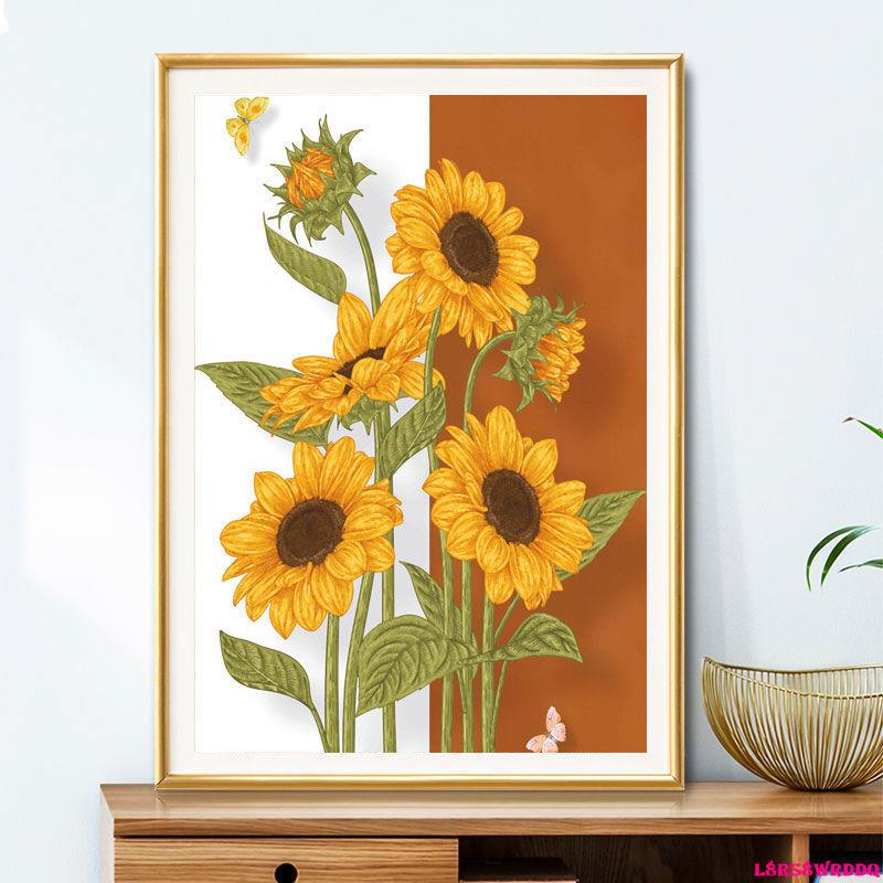 油畫-數字油畫diy填充客廳自己填色畫畫向日葵手工畫涂色油彩畫裝飾畫