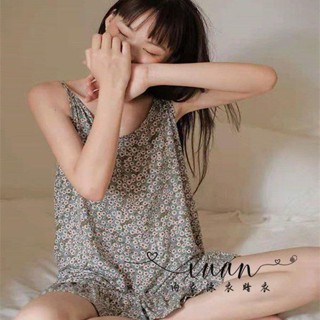 Xuan♥ 網紅睡衣女夏季韓系優雅家居服可愛性感吊帶睡裙女花邊小雛菊薄款