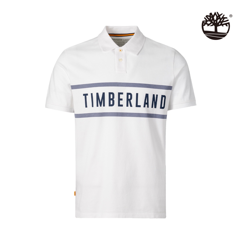 Timberland 男款白色Pique有機棉Polo衫|A43K2100