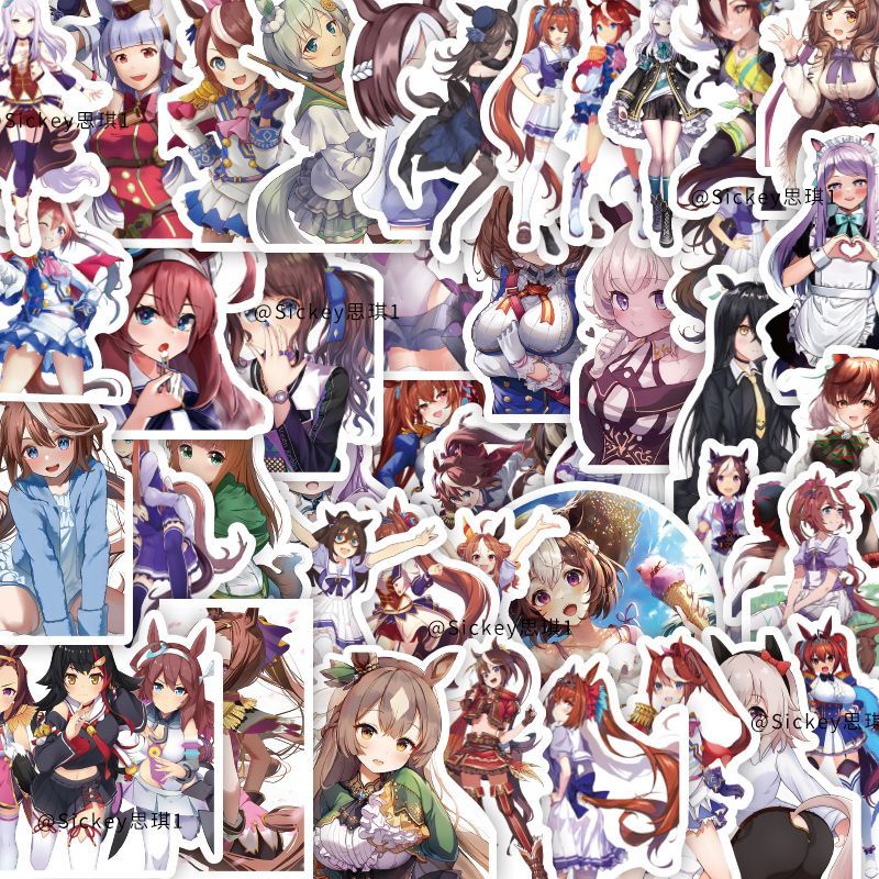 ☢✺﹍【在台出貨】優選 動漫周邊 50張動漫賽馬娘pretty derby貼紙可愛競馬少女手賬手機殼防水貼畫 禮物 收藏