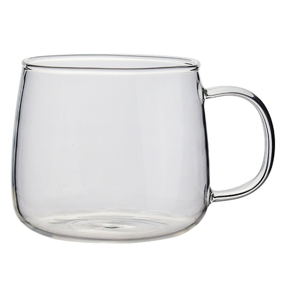 耐熱玻璃水杯子 透明玻璃圓潤杯 高硼硅透明帶把早餐咖啡牛奶杯 可微波爐加熱水杯