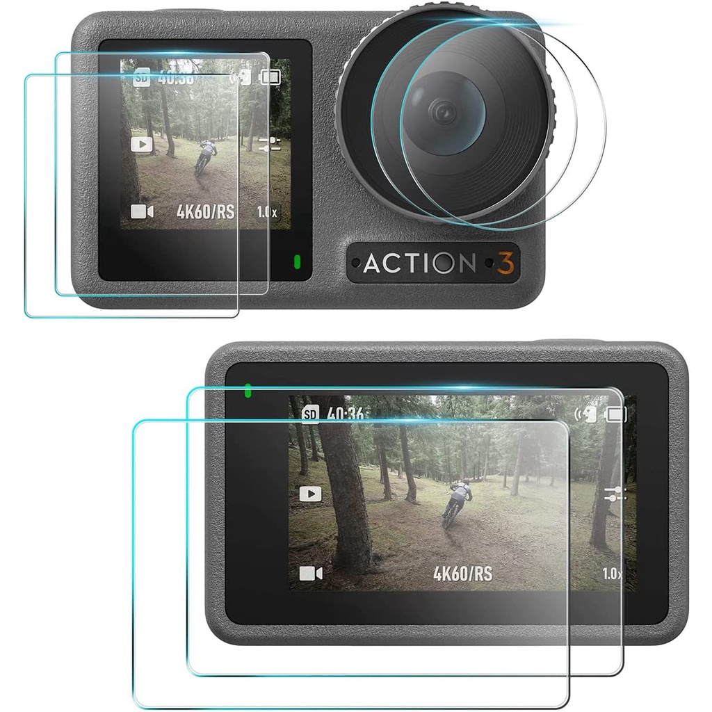 Osmo Action 3 屏幕保護膜適用於 DJI Osmo Action 3 配件,9H 鋼化玻璃膜屏幕保護膜 +