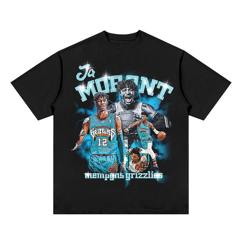 【君娜百貨】灰熊隊 賈·莫蘭特 Ja Morant 籃球印花短袖上衣直噴歐美T恤寬松9839