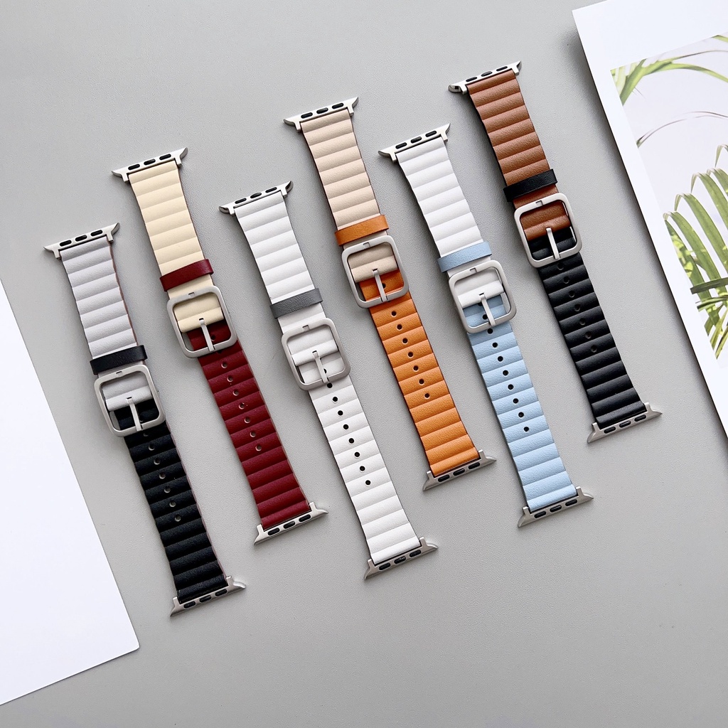 雙色拼色 矽膠錶帶 適用於 Apple Watch S8/Ultra/7/6/se2/4/3/2蘋果手錶錶帶