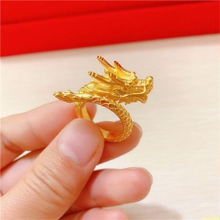 【蝦皮最低價】越南沙金男龍戒指鍍金龍紋戒指開口神龍擺尾男士戒指尾戒久不掉