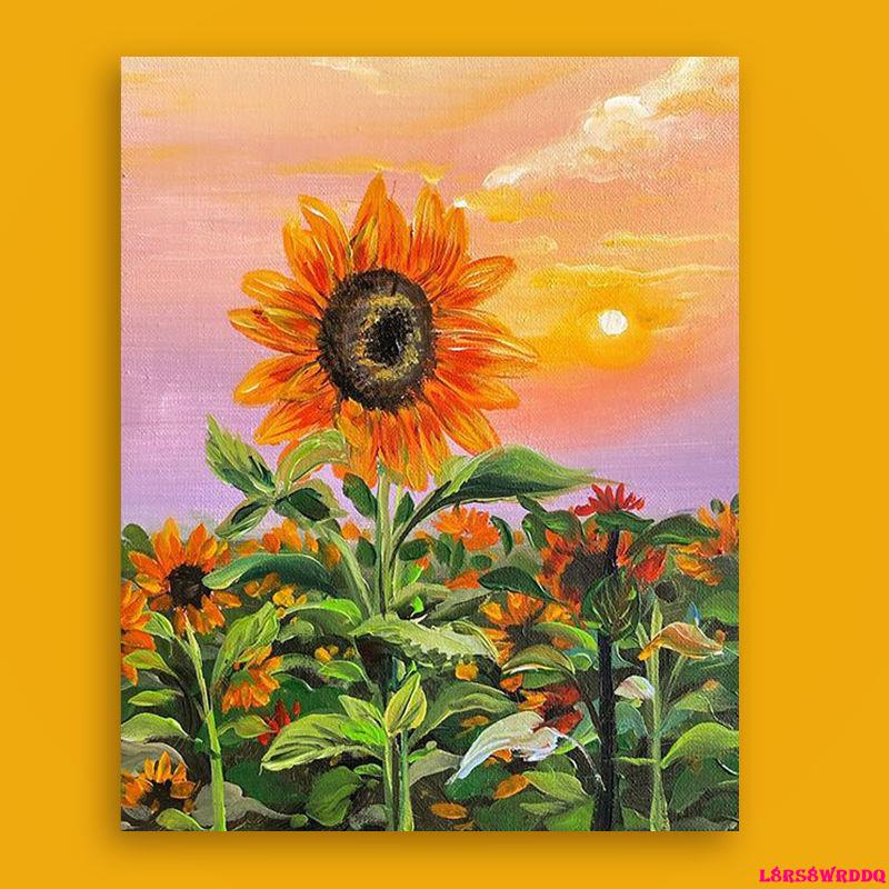 油畫-向日葵diy數字油畫填充油彩畫植物花卉手工涂色解壓治愈裝飾畫