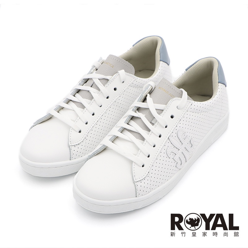 Royal Elastics 白色 灰藍色 真皮  透氣 回彈 休閒鞋 女款 NO.J1209【新竹皇家98014085