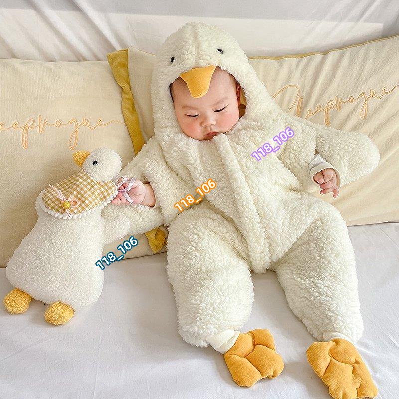 韓國大鵝睡袋派大星海星睡袋 嬰兒寶寶鼕季連身衣寶寶羔羊絨保暖睡衣睡袋 抱衣衣服鼕裝可愛爬服 嬰兒爬行服 帶帽保暖嬰兒睡袋