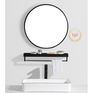 直徑30/40/50/60cm歐式鐵藝壁掛鏡圓形鏡子化妝鏡試衣鏡浴室鏡裝飾鏡掛鏡圓鏡創意鏡