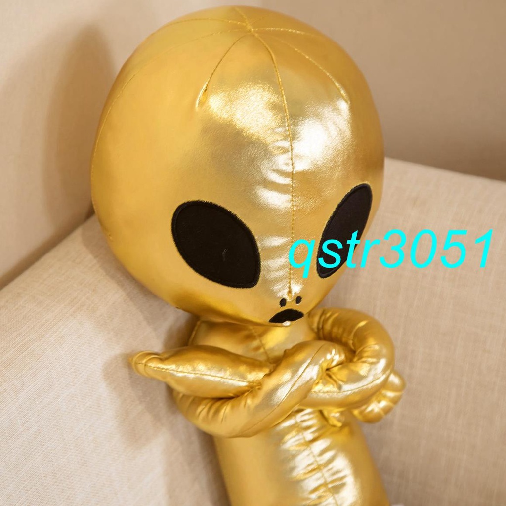 台灣出貨丨金色外星人公仔PU玩具抱枕炫酷銀色超丑娃娃搞怪玩偶創意萌