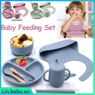 8pcs Baby Feeding Set Food-grade Silicone Baby Tableware Set