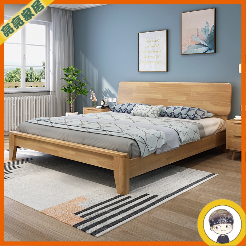 實木床架 雙人床架  高架床 掀床 單人床 鐵製床 單人床日式主臥1.8米1.5雙人床 北歐實木床小戶型現代簡約廠傢直銷