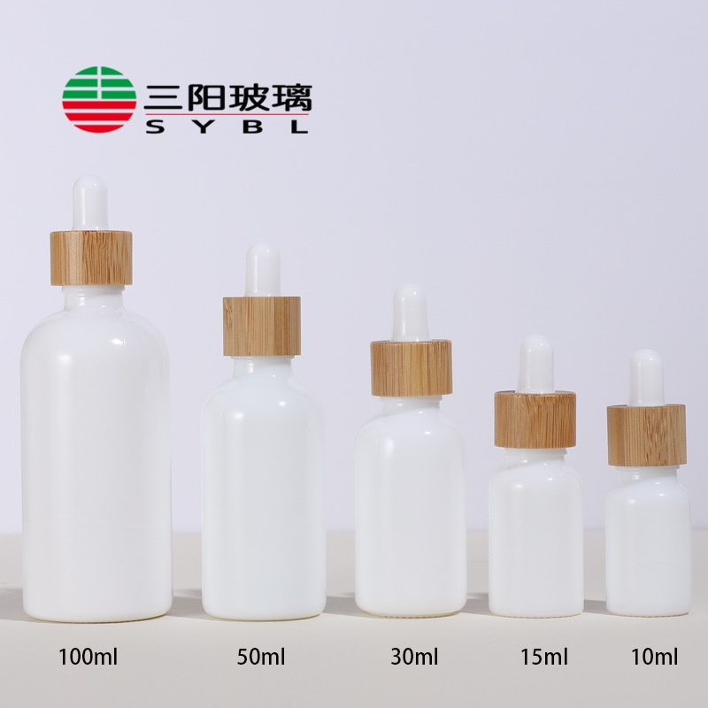 100個起賣 10ml白精油瓶20ml白瓷滴管瓶 30ml精華液原液瓶配竹木圈木紋蓋