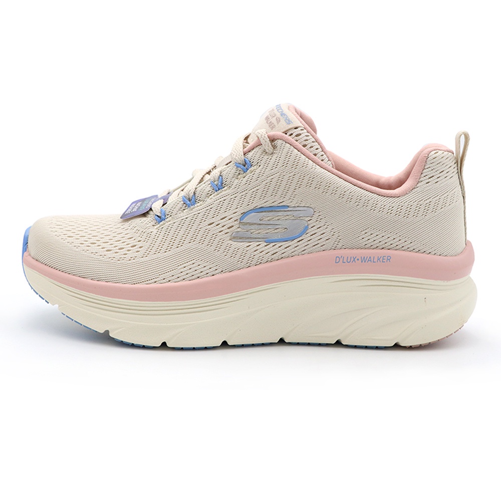 Skechers 米白/粉 輕量 網布 厚底 增高 休閒運動鞋 女款 NO.J1442【新竹皇家 149368NTMT】