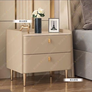 【凱元家居】 KaiYuan Furniture【奶油床頭櫃】網紅奶油實木巖板輕奢床頭櫃家用大理石定製床頭櫃