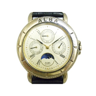 [專業] 三眼錶 [ALBA 112012] 雅柏 -三眼+日月象錶[黃色面+3眼+日月象]時尚/中性錶