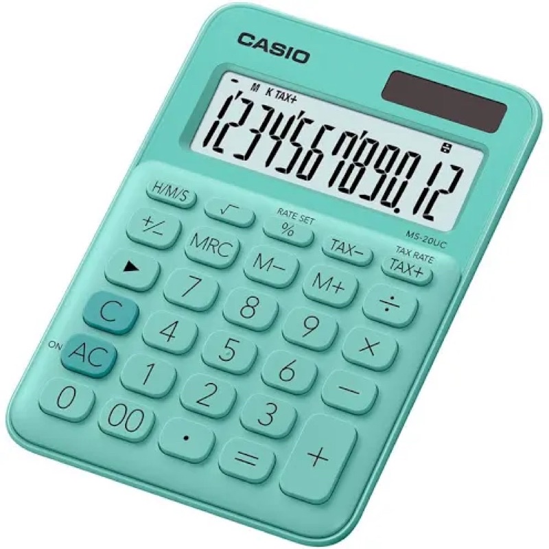 【CASIO 卡西歐】12位元繽紛馬卡龍色系便利型計算機-薄荷綠(MS-20UC-GN)